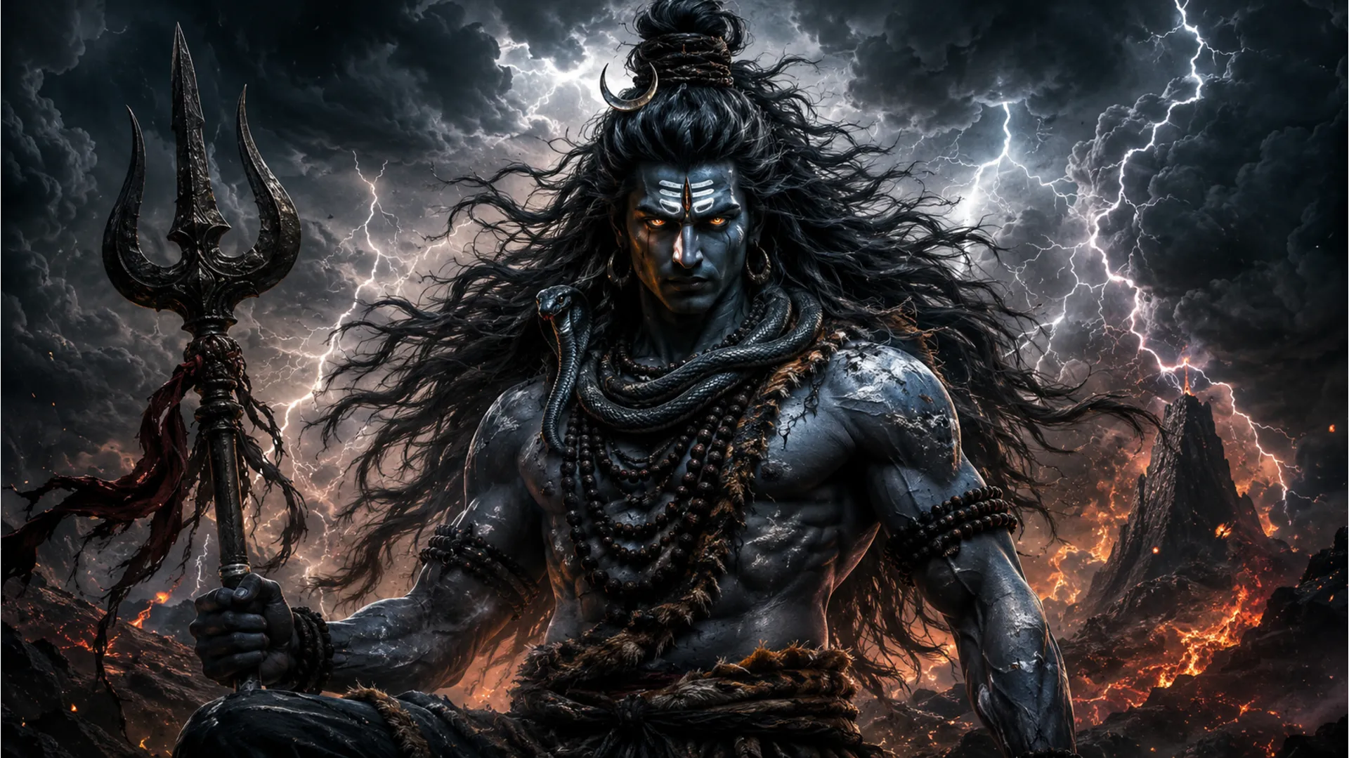 Powerful and fierce Mahakal Rudra form Har Har Mahadev photo in HD.