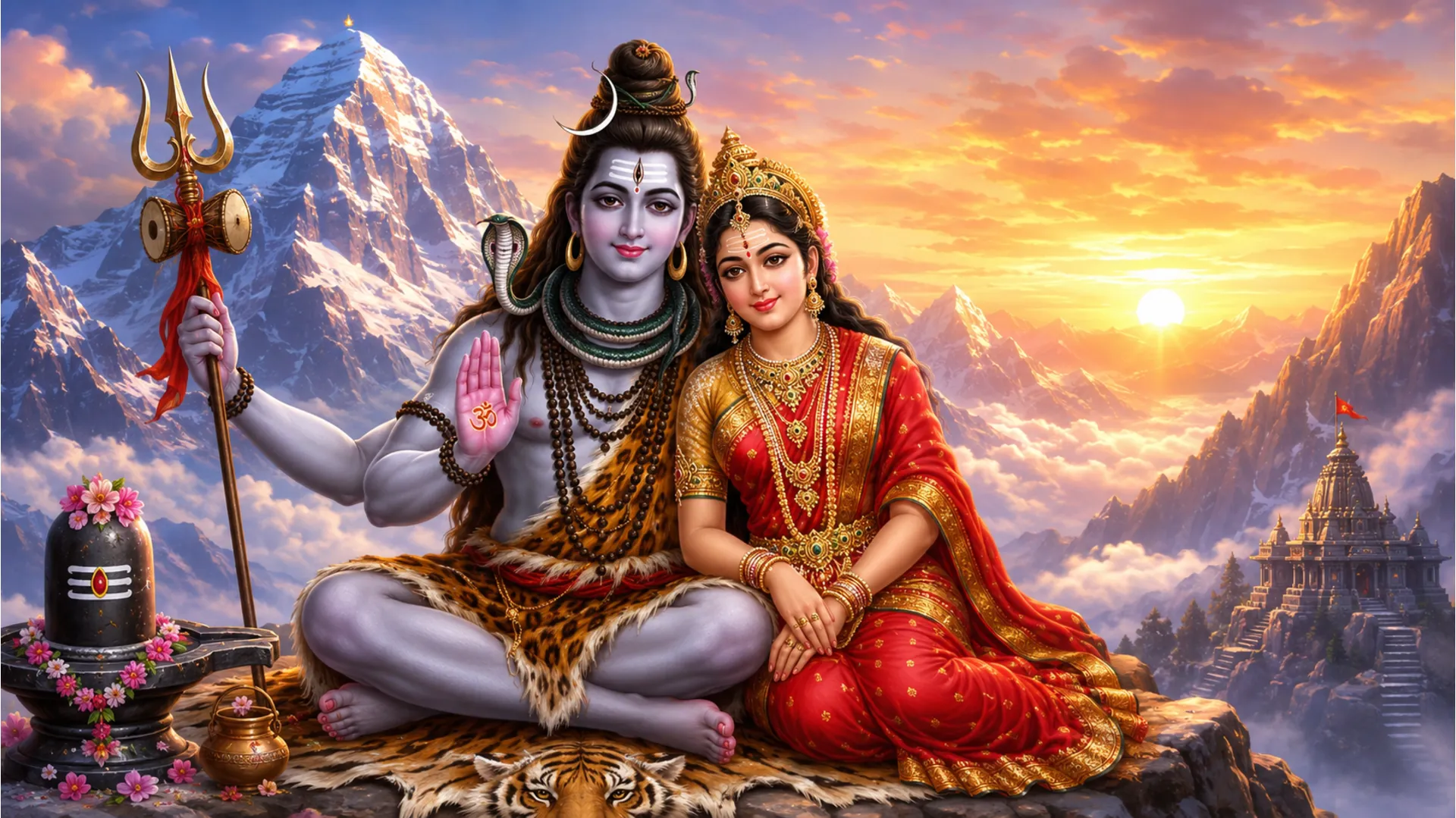 Shiv Shakti divine couple portrait in full hd, Har Har Mahadev pictures