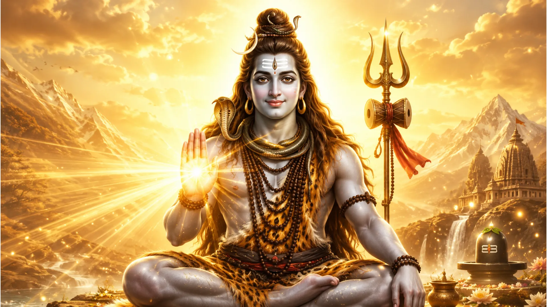 Peaceful blessing posture Har Har Mahadev ke photo for status.