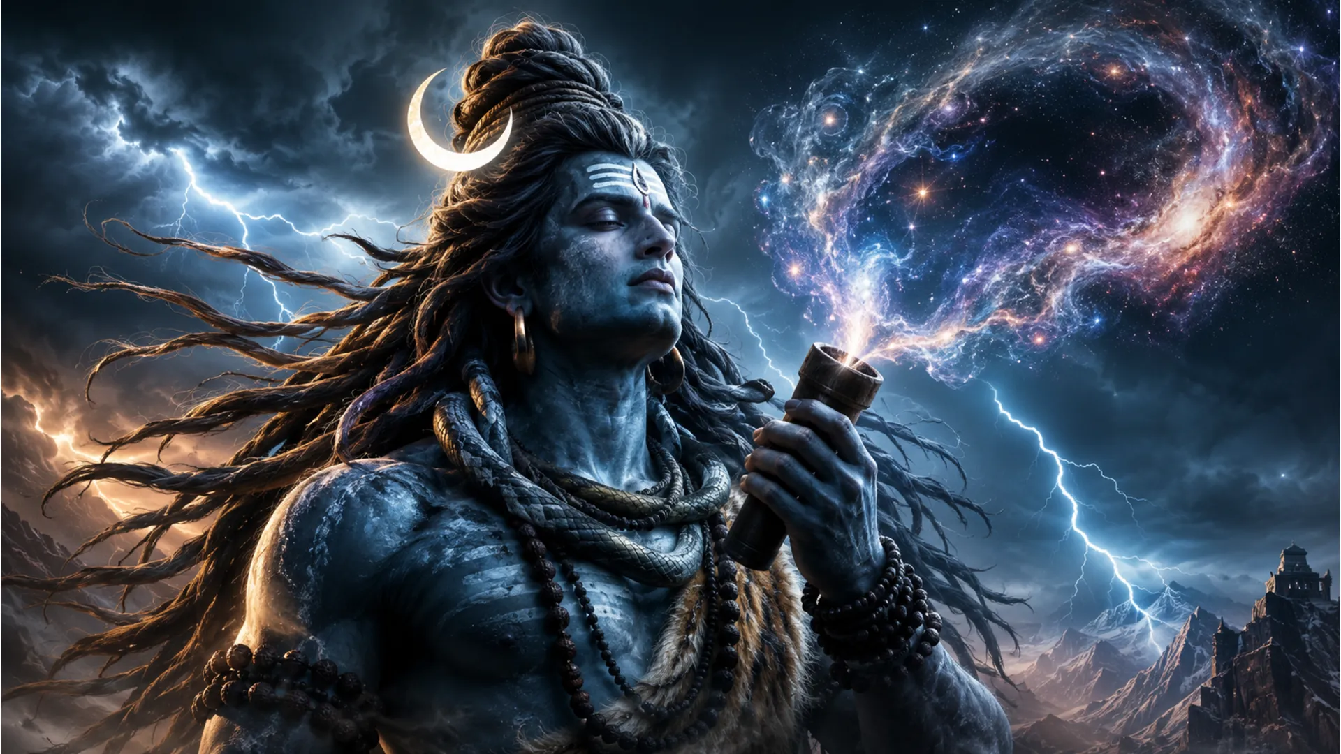 Mystic Har har mahadev ganja photo featuring Lord Shiva with cosmic energy.