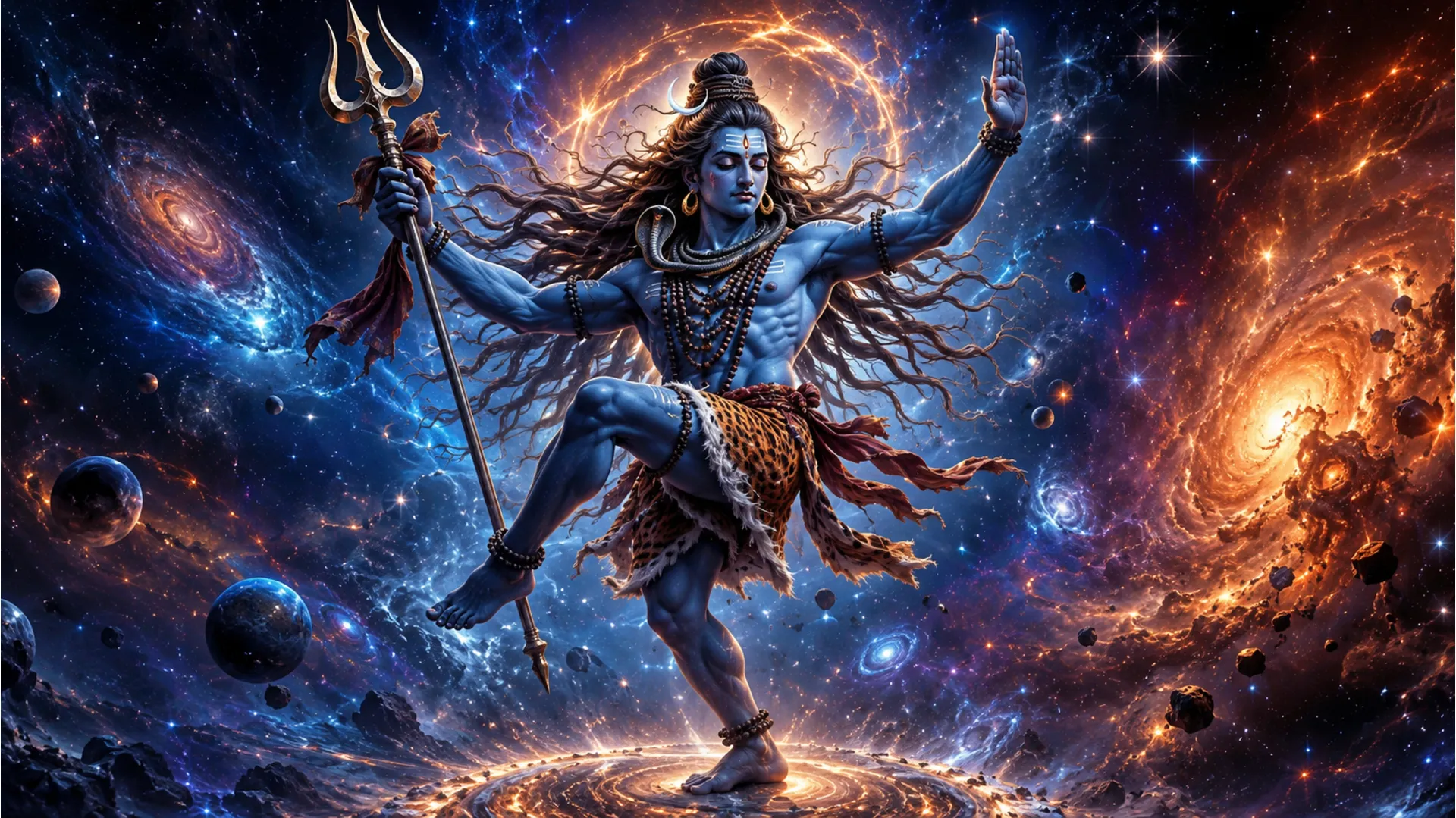 Cosmic Nataraja Tandav Har Har Mahadev photo in HD quality.