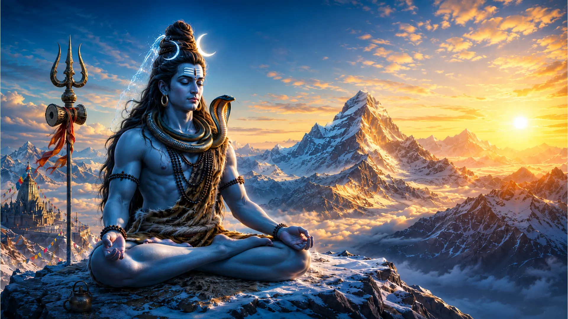 Lord Shiva performing the cosmic Tandava dance of destruction and creation 1080p HD wallpaper.