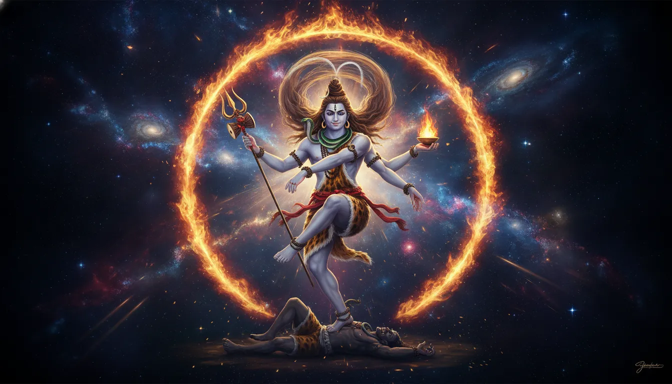 Powerful Har Har Mahadev photo HD depicting Lord Shiva performing the cosmic Tandava dance.