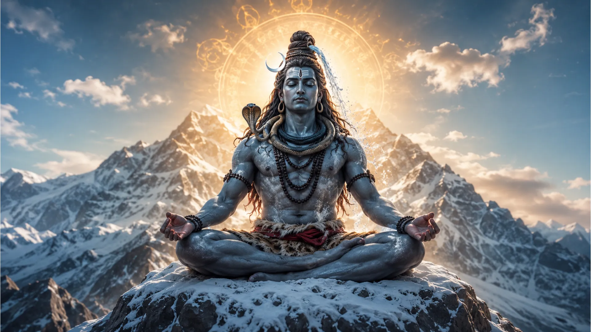 Lord Shiva in deep meditation on Mount Kailash, Har Har Mahadev photo full hd