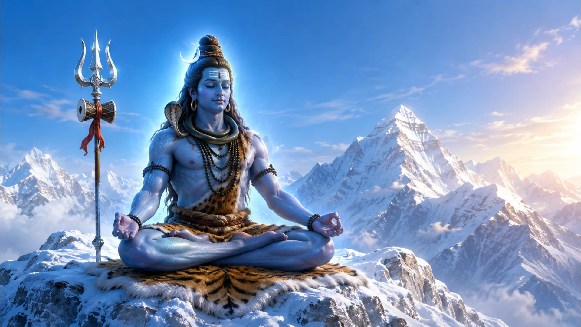 Har har mahadev serial photo of Lord Shiva meditating on Mount Kailash.
