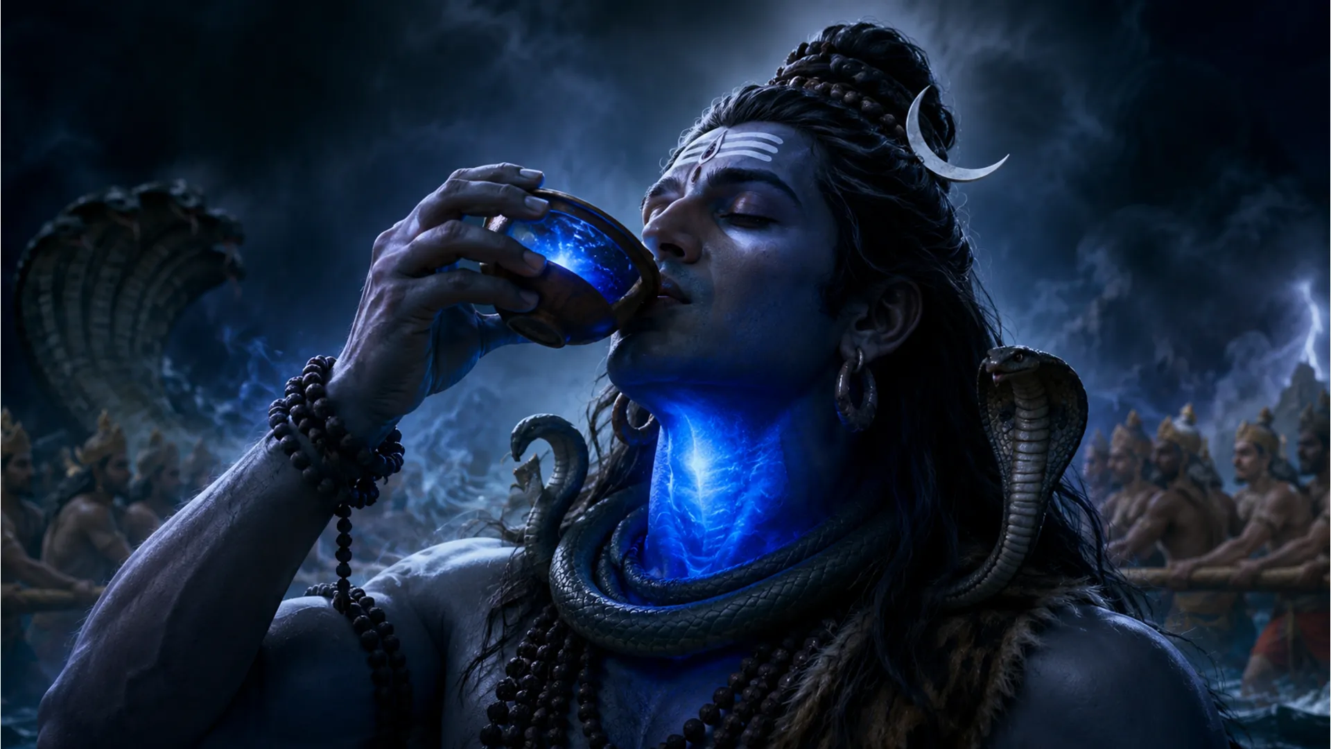 Har har mahadev serial photo of Shiva drinking poison to save the universe.