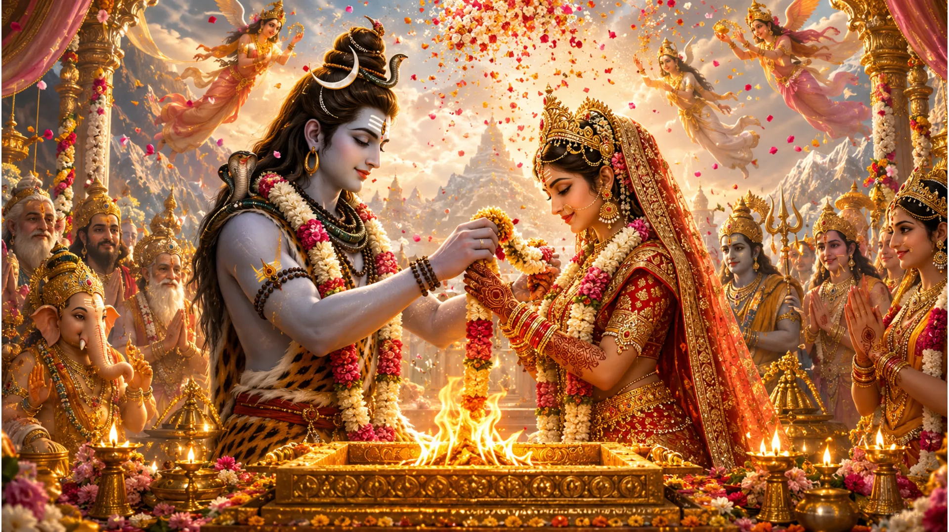 Holy marriage ceremony of Lord Shiva and Goddess Parvati in premium 4K quality.