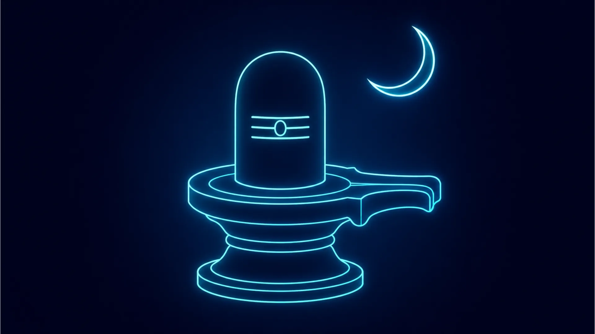 Elegant neon blue line art vector design of a Shivling