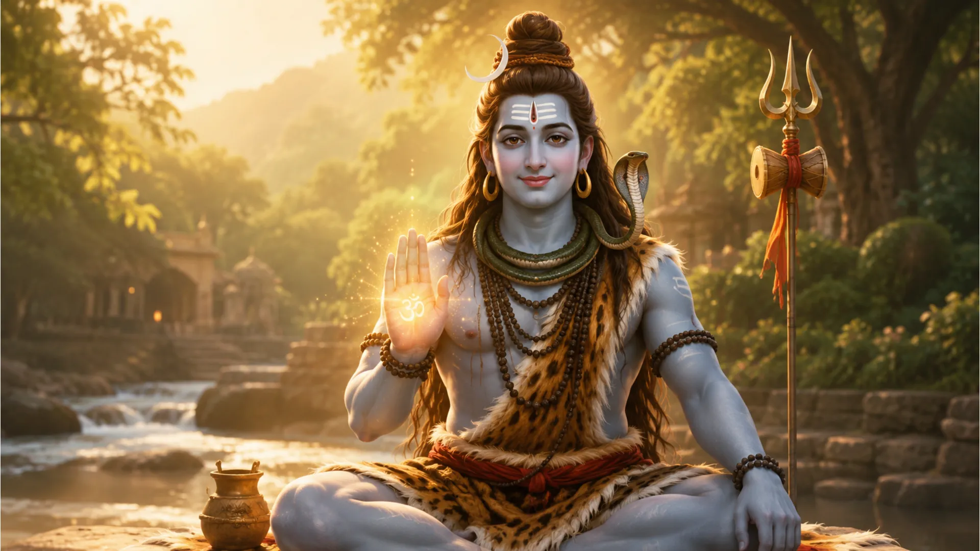 Peaceful har har mahadev serial photo of Lord Shiva raising his hand in blessing.