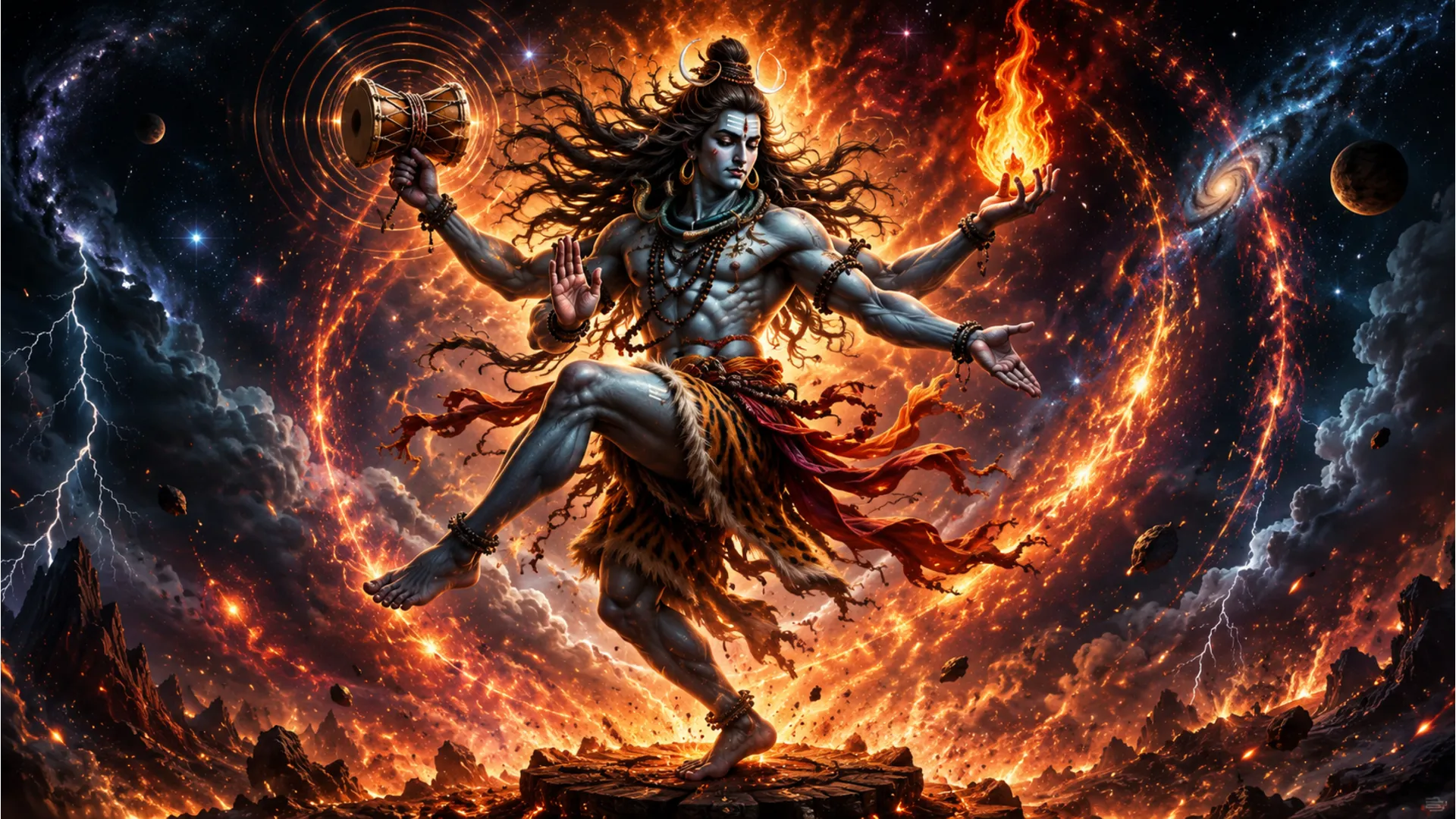 Powerful har har mahadev picture photoes of Lord Shiva performing the cosmic Tandava dance.