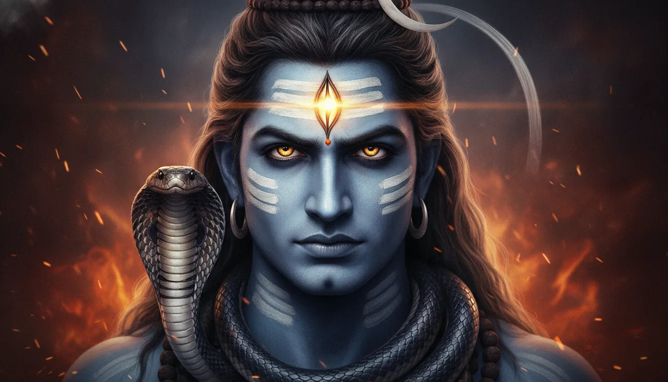 Fierce Har Har Mahadev photo HD featuring the powerful Rudra avatar of Mahakal Lord Shiva.