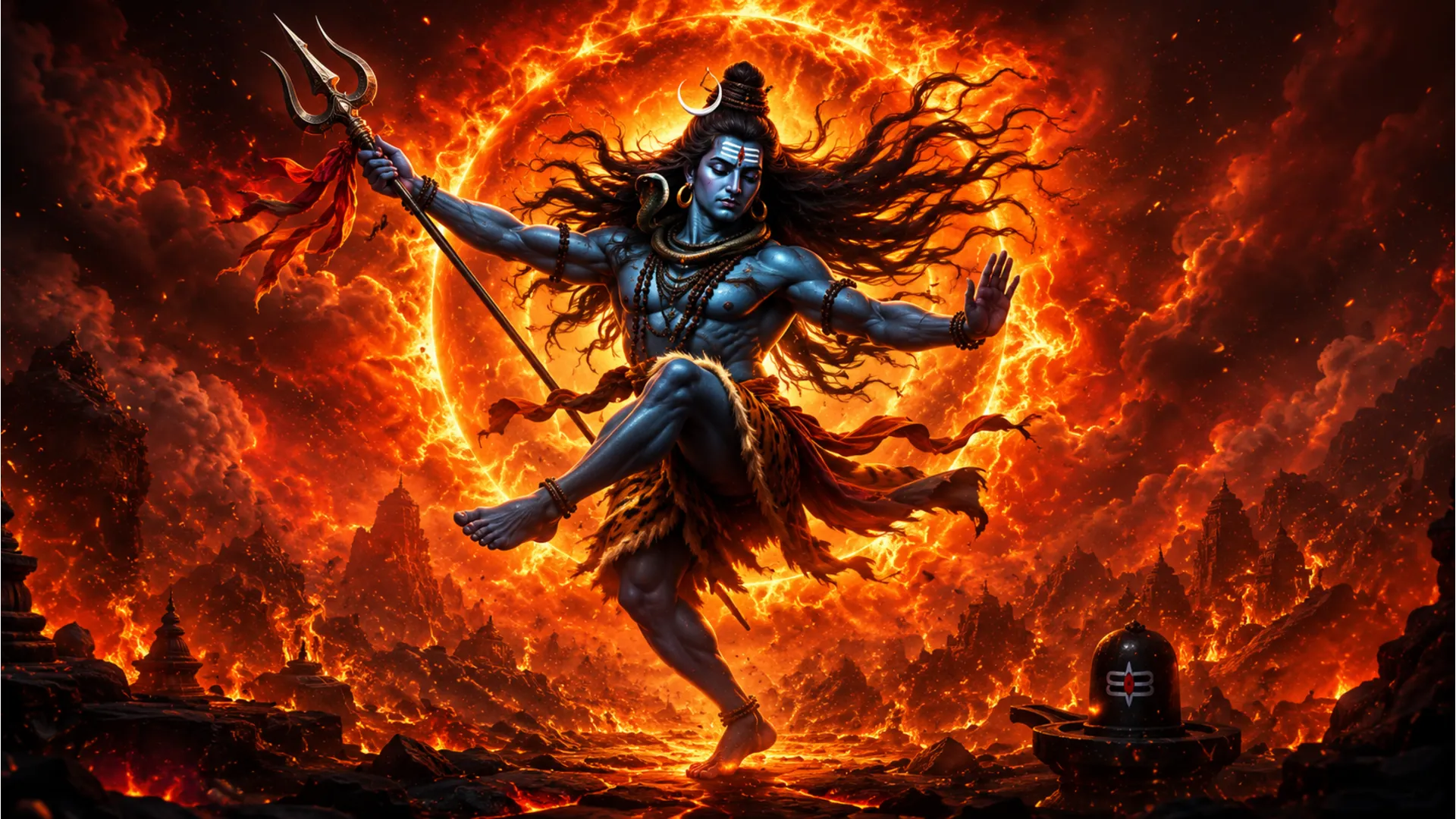 Lord Shiva performing the energetic Rudra Tandav dance, Mahakal wallpaper.
