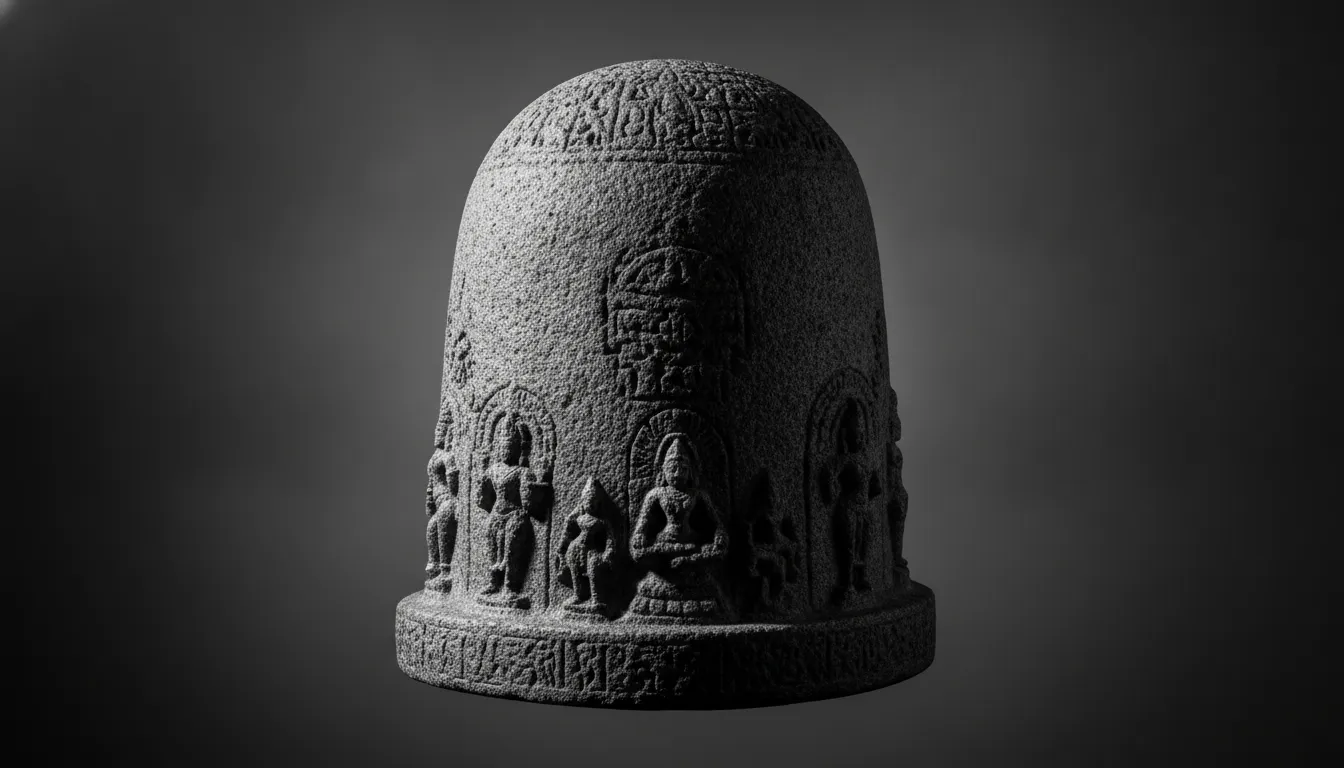 High-contrast minimalist black and white full HD image of Bahubali Shivling.