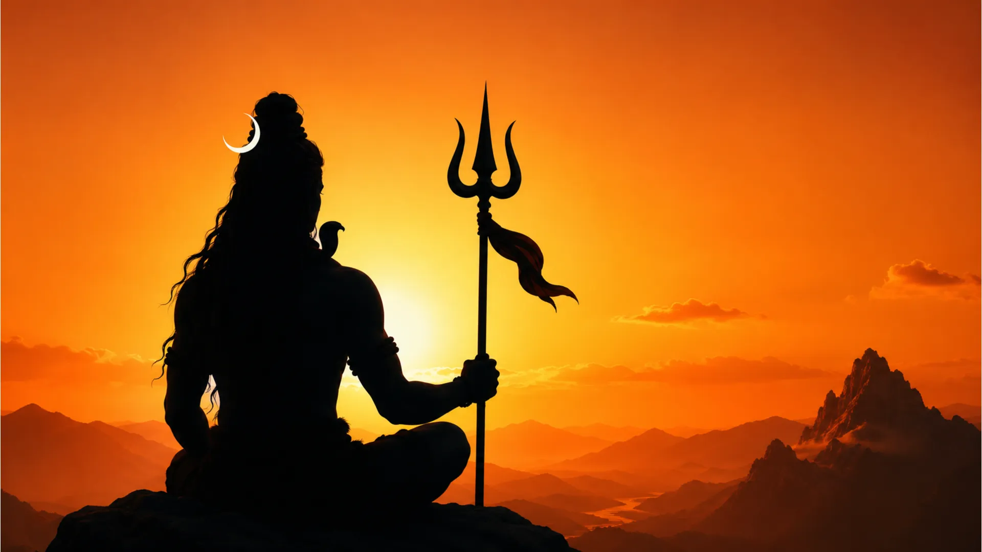 Minimalist Har Har Mahadev download photo featuring Shiva silhouette with trident