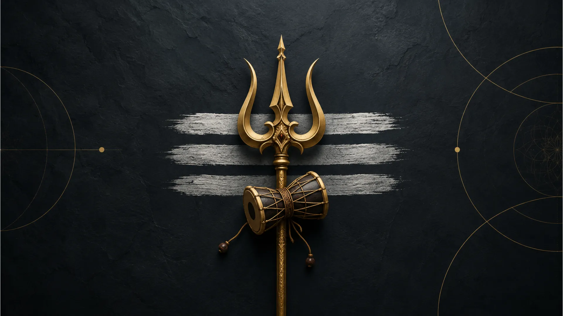 Minimalist geometric Har Har Mahadev photo in HD for desktop.