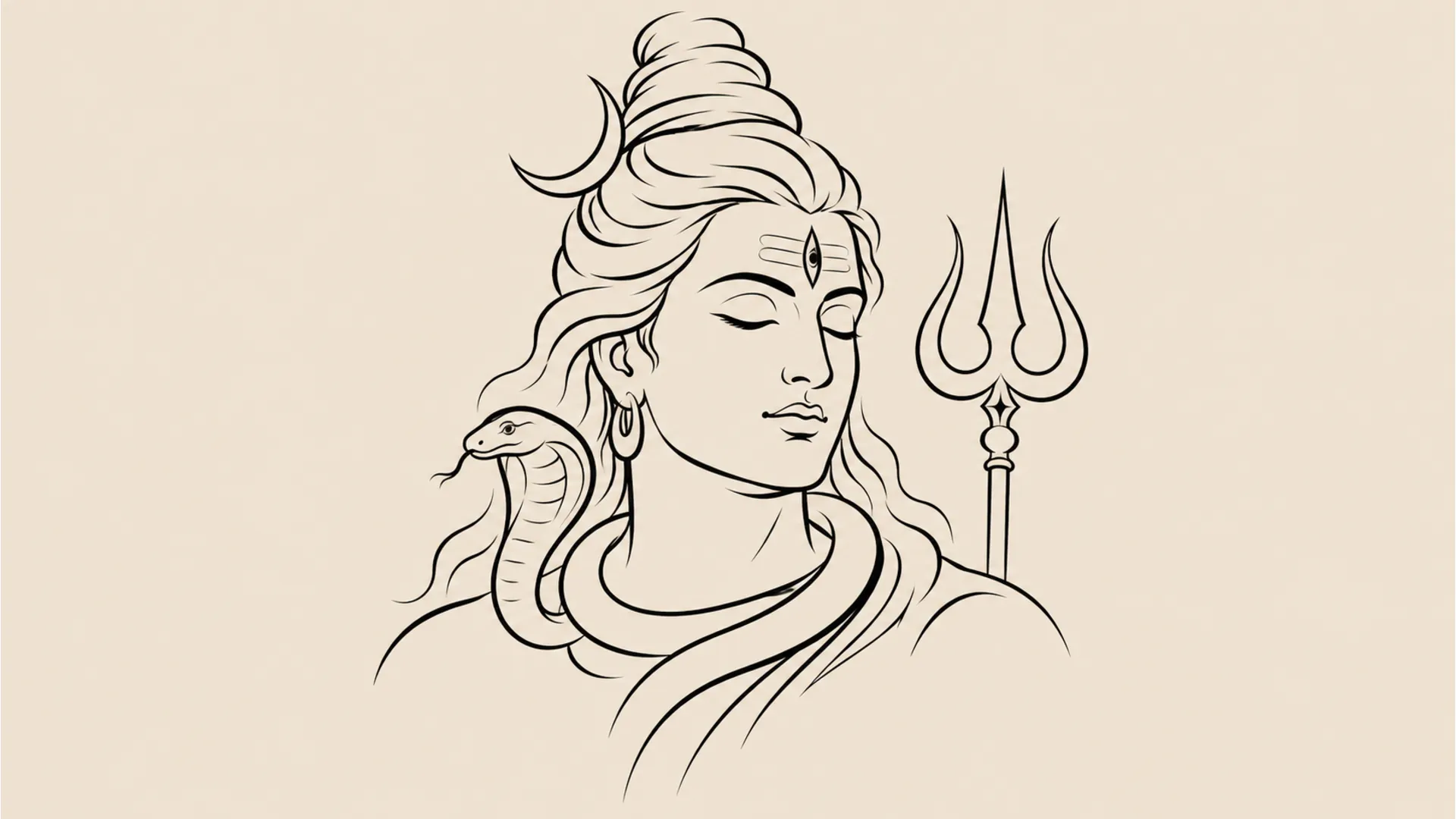 Clean minimalist line art of Lord Shiva for wallpaper lord shiva images hd 1080p download.