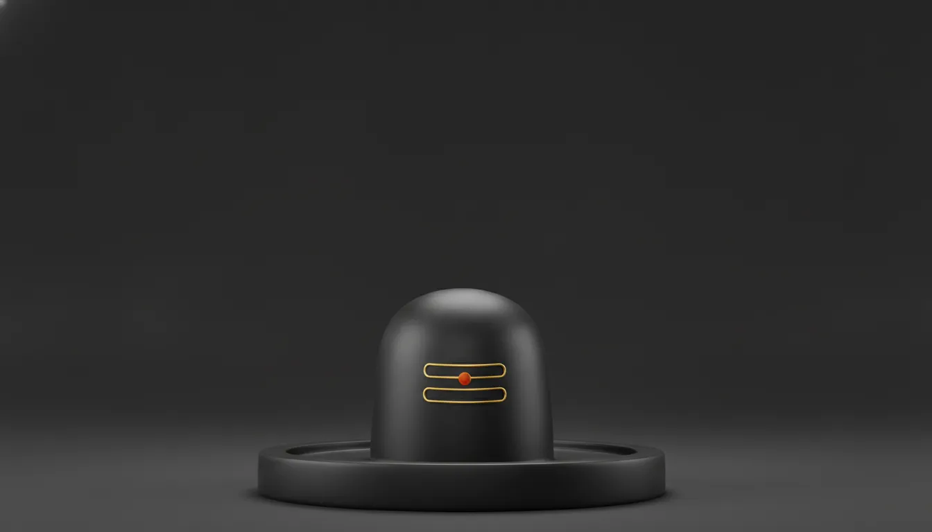 Minimalist full HD wallpaper of a modern clean black shivling with a solid dark grey background.