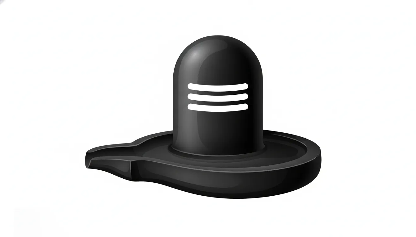 Modern minimalist vector art of a clean black Shivling with simple lines on an isolated studio background.