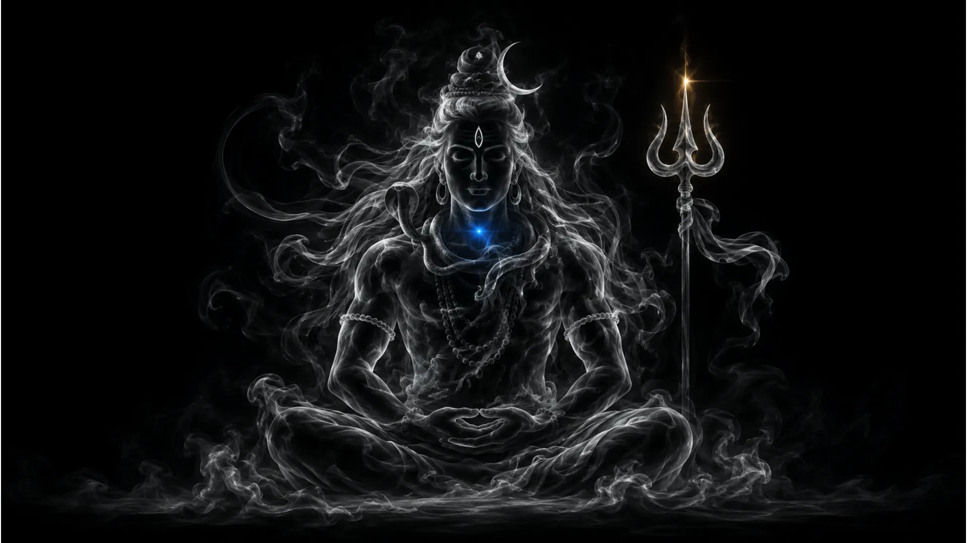 Artistic minimalist smoke vector style Har Har Mahadev ke photo.