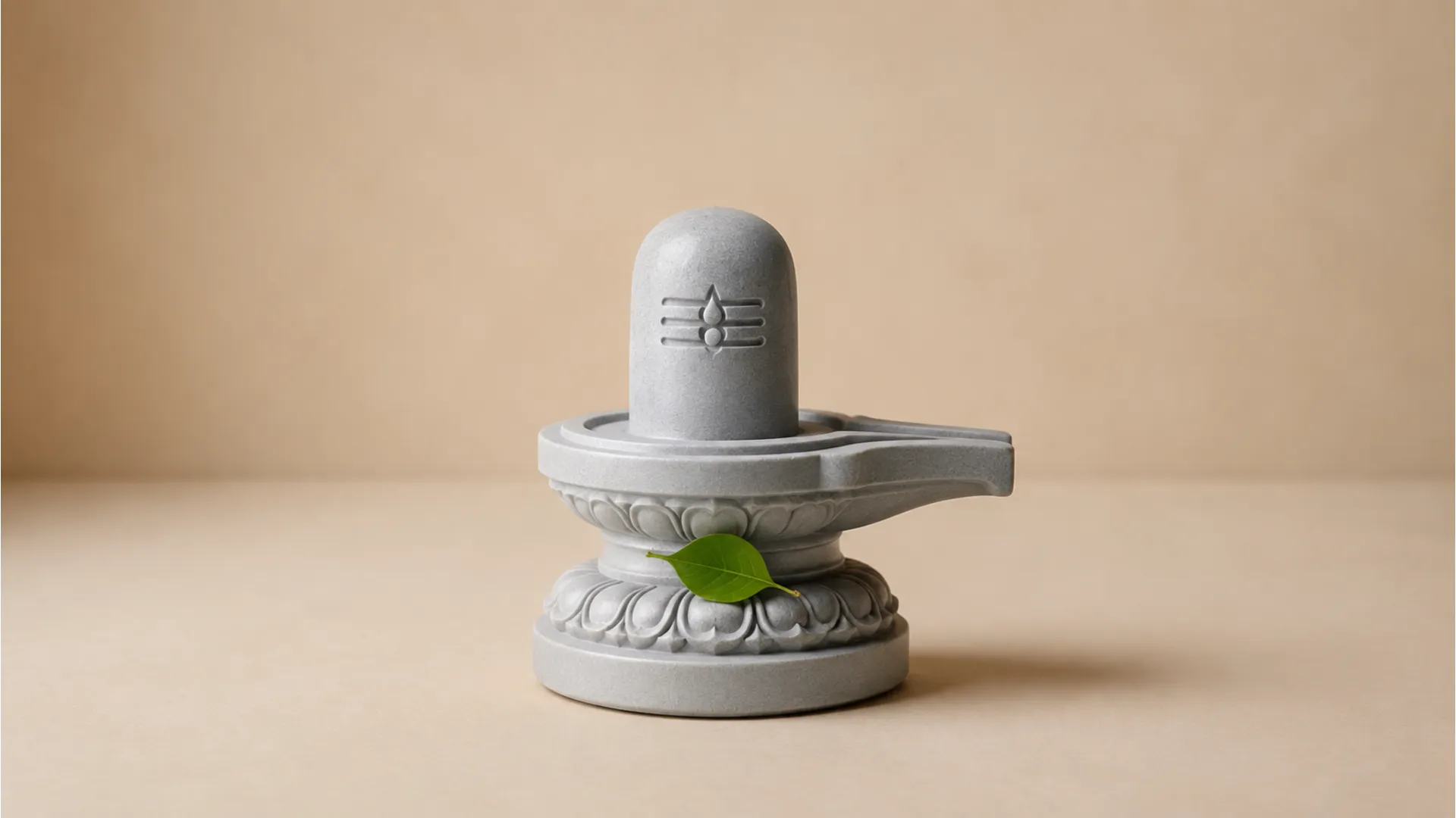Modern clean image shivling made of white stone on a neutral background