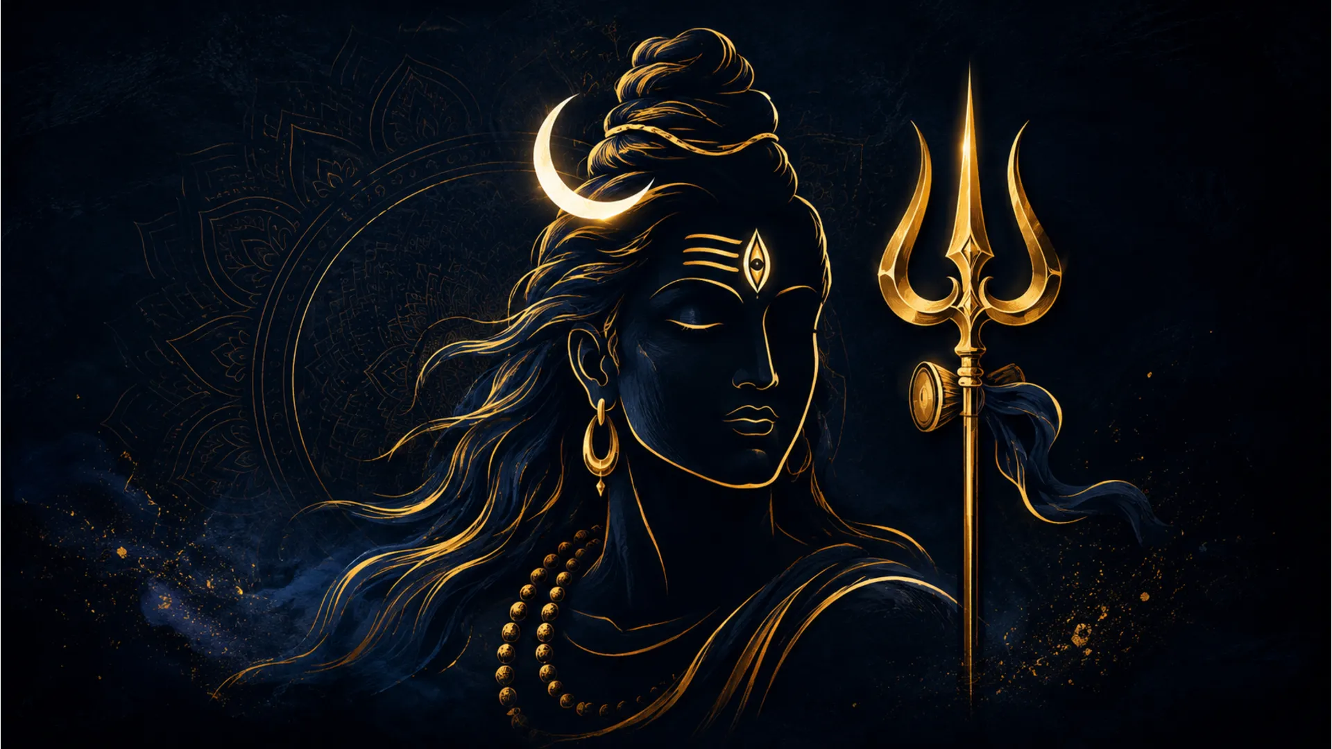 Modern abstract vector style wallpaper of Lord Shiva in 1080p resolution.