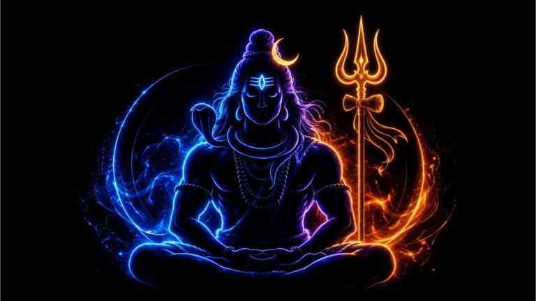 Abstract neon art style Lord Shiva wallpaper, creative Har Har Mahadev photo