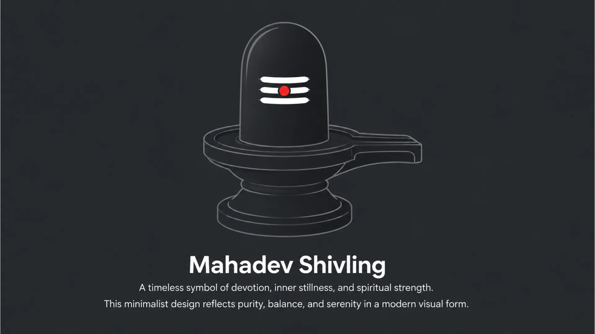 Clean and minimalist digital art design of a black Mahadev Shivling.