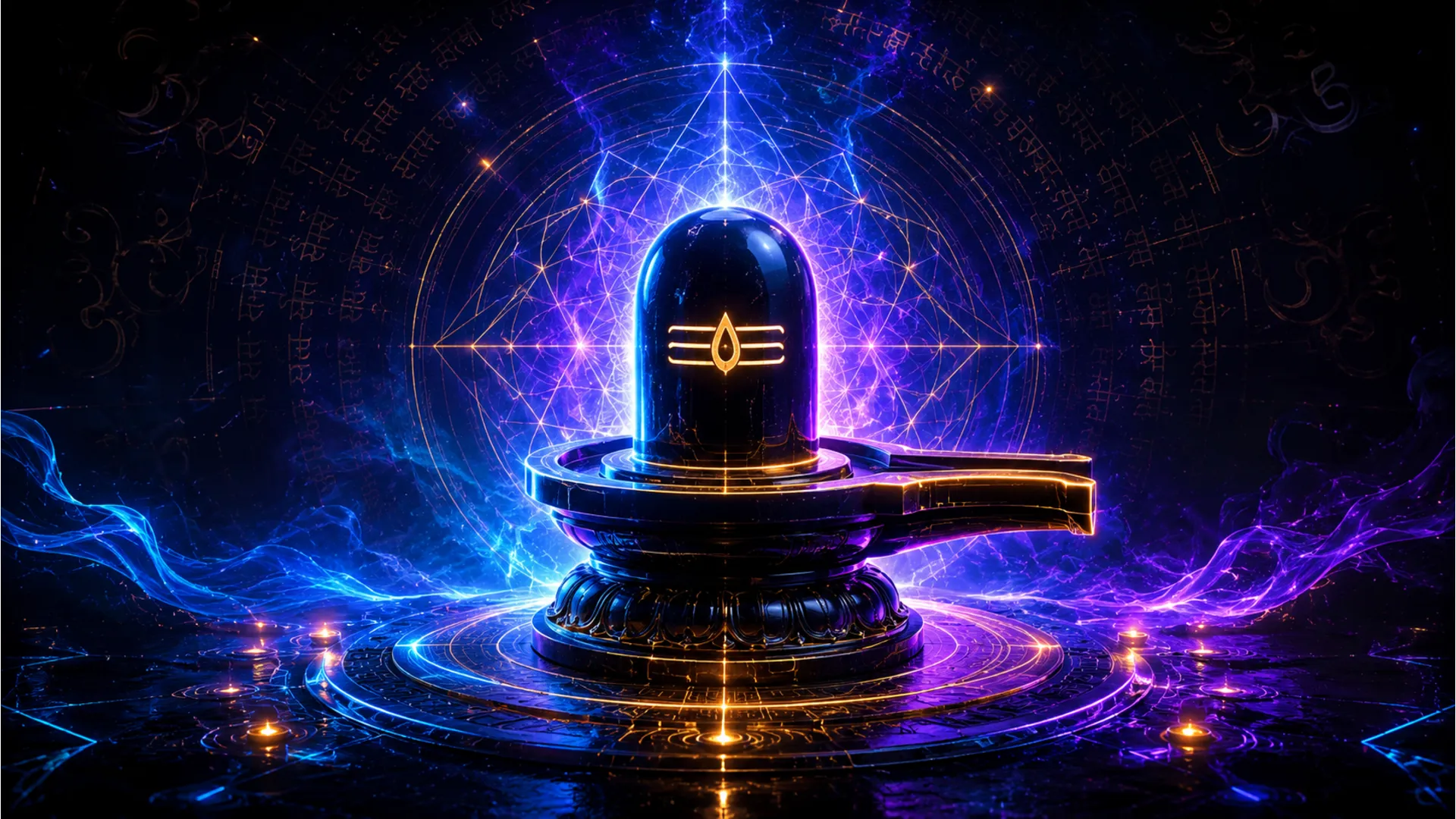Modern digital neon art of Lord Shiva Shivling for Maha Shivratri