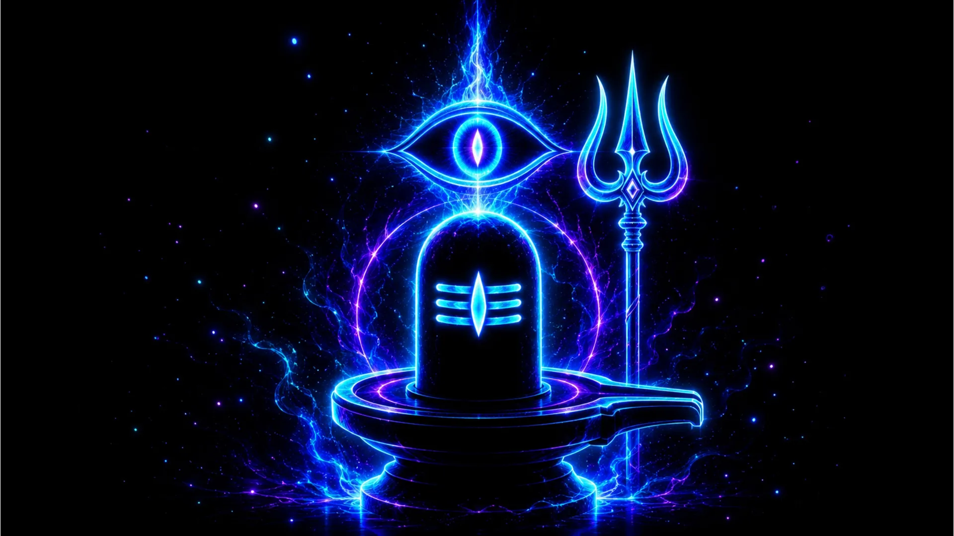 Modern neon and glowing line art Mahakal shivling images hd.