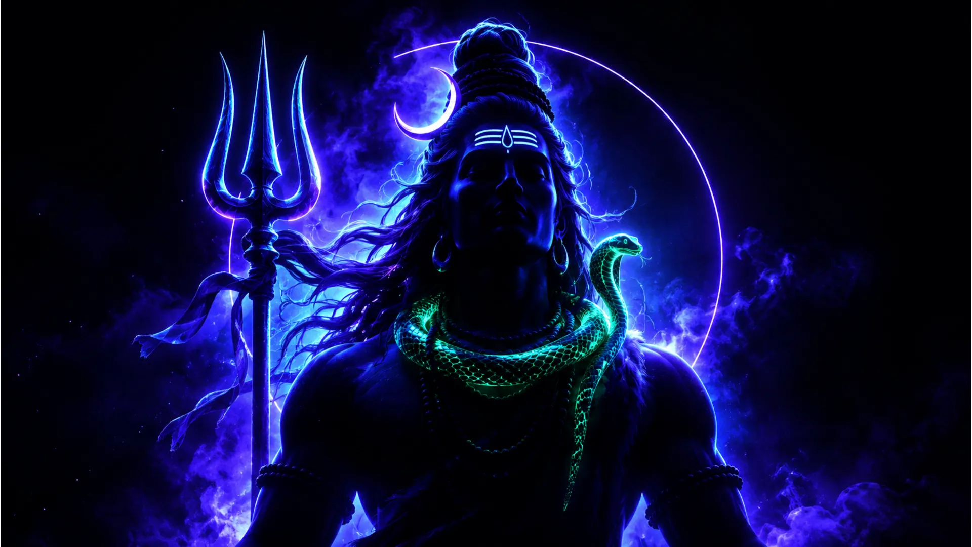 Creative neon art of Lord Shiva for digital wallpaper lord shiva images hd 1080p download.