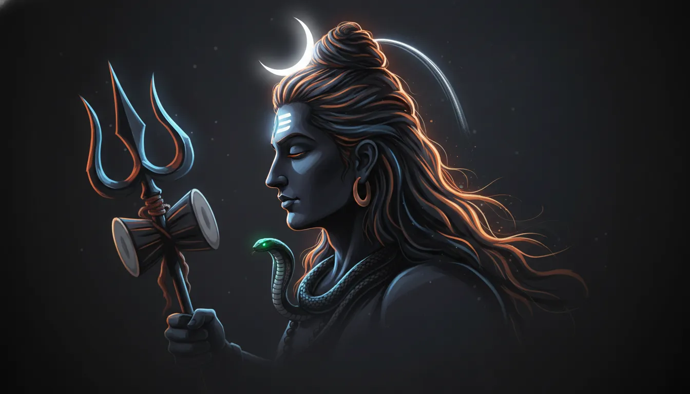 Modern abstract neon art wallpaper of Lord Shiva in high definition