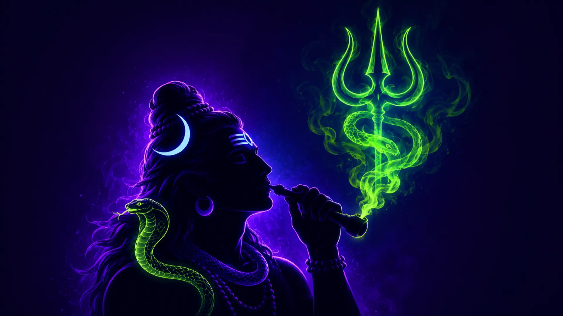 Modern neon style har har mahadev ganja photo for mobile wallpaper.