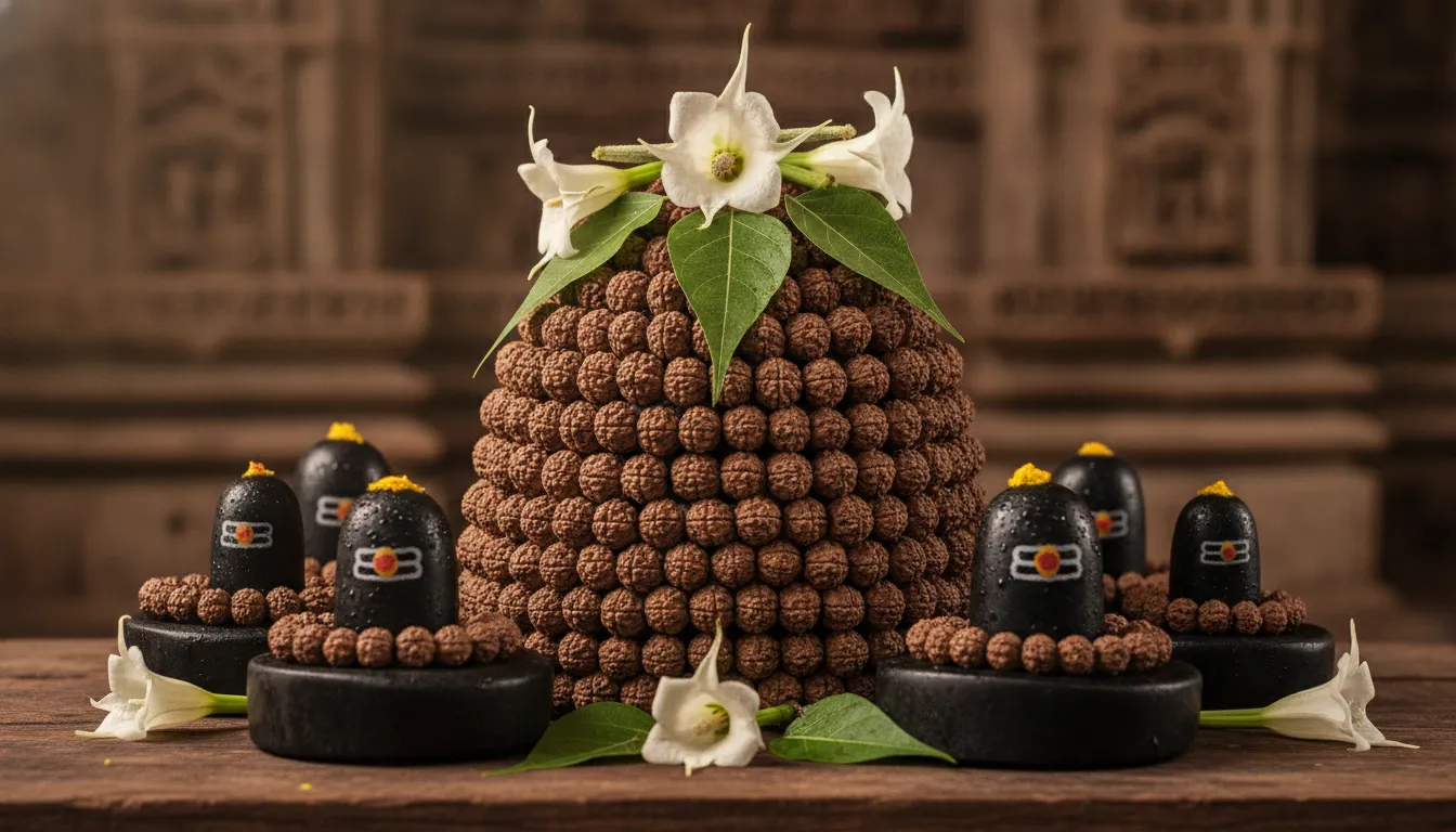 Mahakaleshwar Aghori pooja Shivling images decorated with thousands of Rudraksha beads.