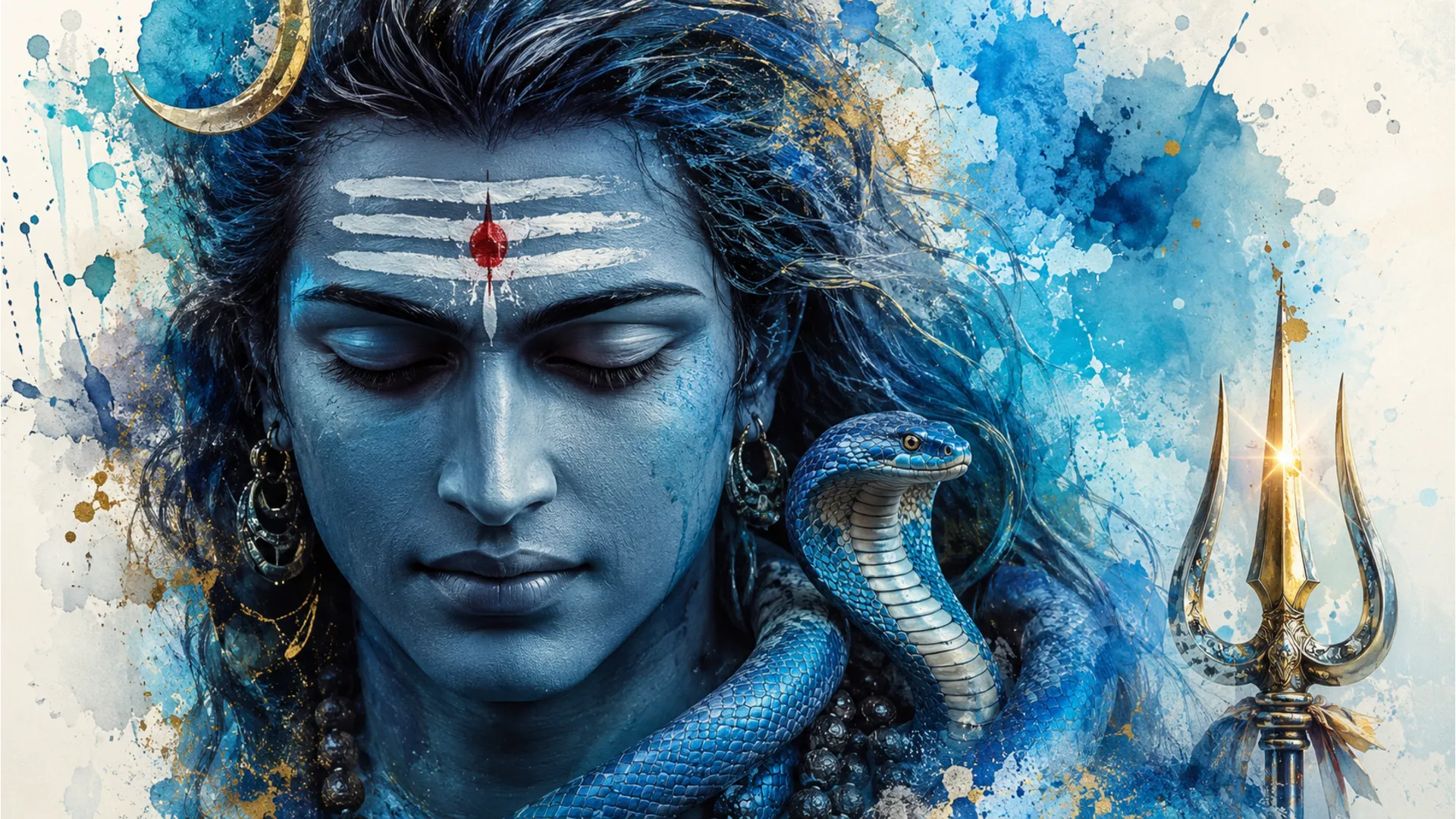 Close up abstract face of Lord Shiva with tripundra tilak