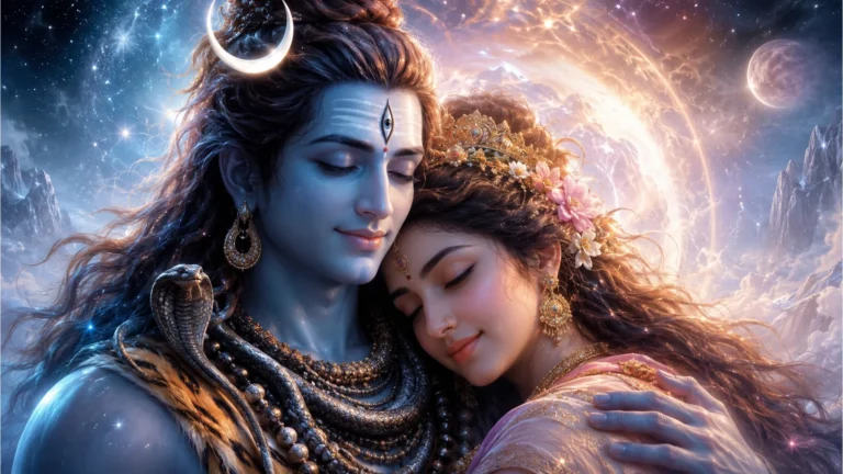 shiva parvati cosmic embrace spiritual art close up hd