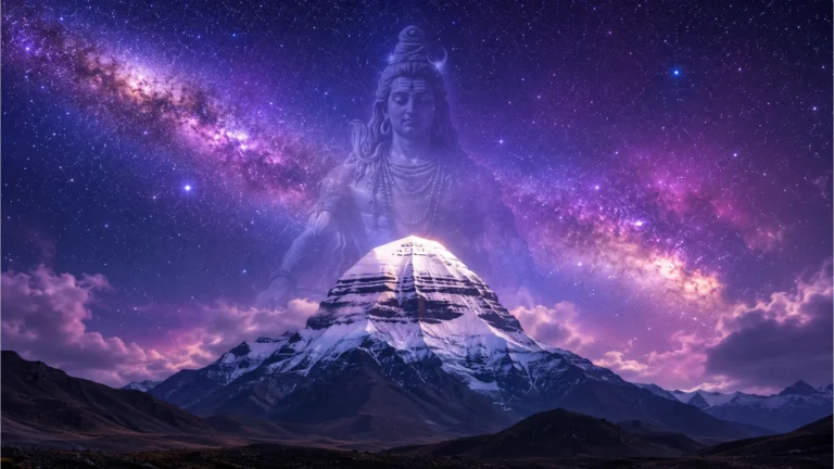 Har Har Mahadev download photo showing the cosmic view of Mount Kailash