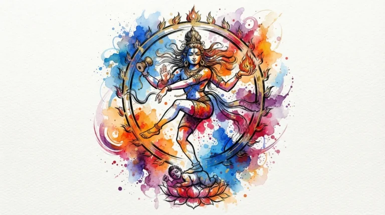 Colorful abstract watercolor Nataraja images wallpaper