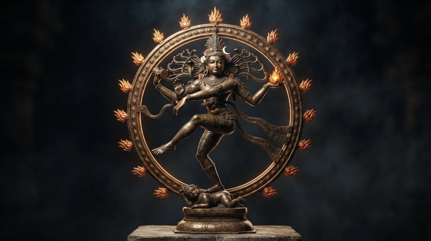 Antique bronze god nataraja images depicting Lord Shiva cosmic dance posture.