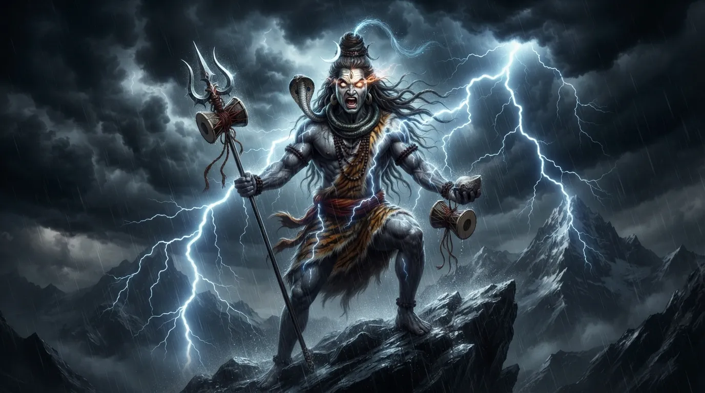 Fierce Rudra avatar of Lord Shiva with intense expressions in ultra HD 4K.