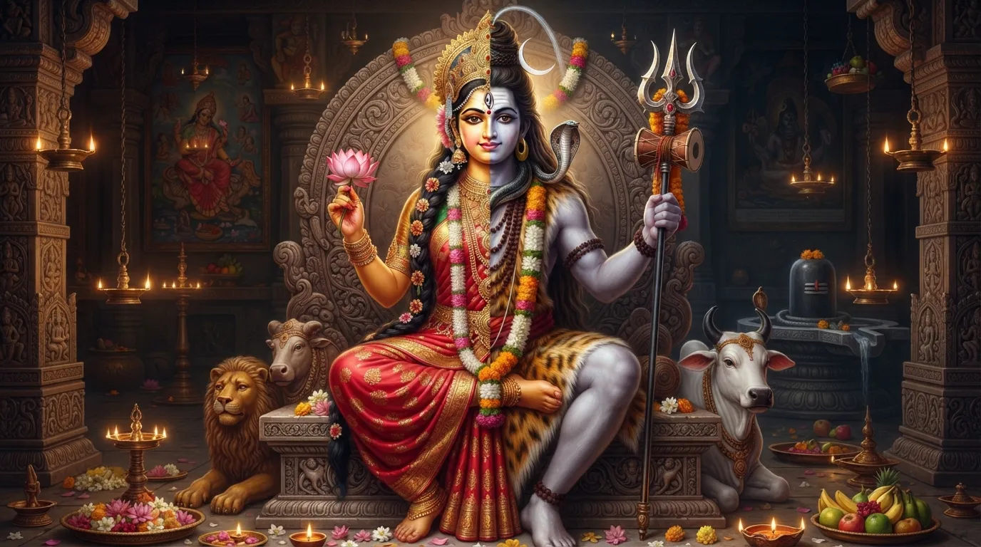 Divine representation of Shiv Parvati as Ardhanarishvara