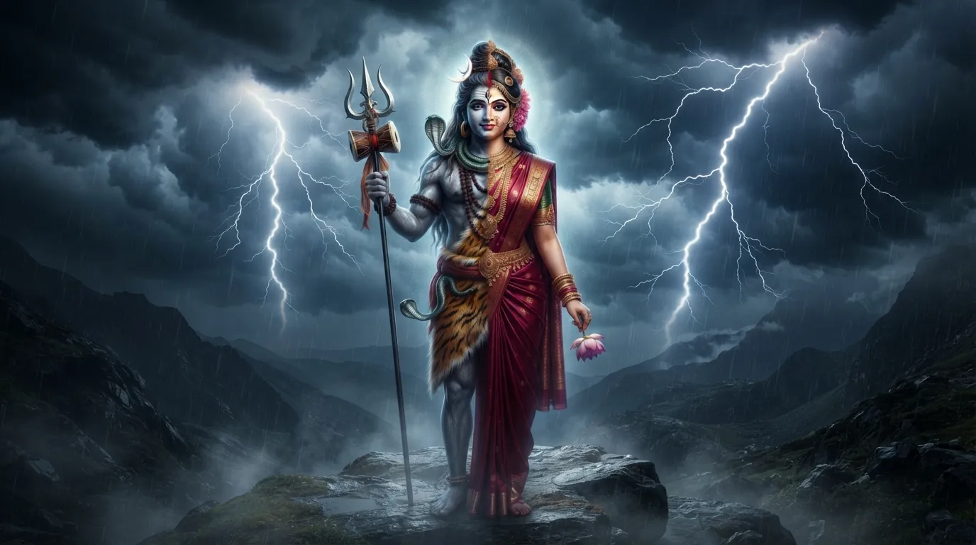Half Shiva half Parvati Ardhanarishvara image for Sawan