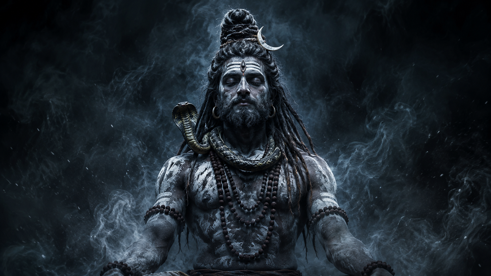 Baba Bholenath ka photo with holy ash bhasma on body