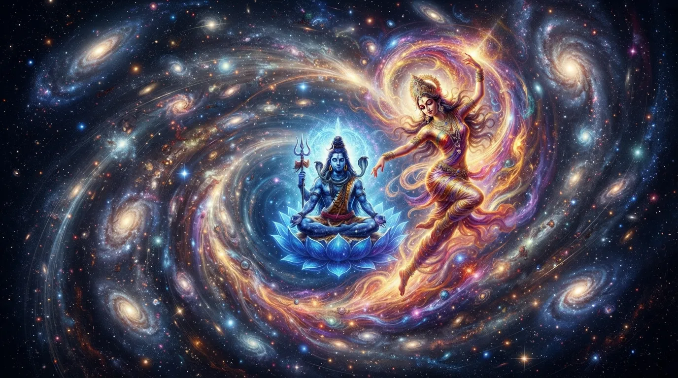 Bholenath and Parvati symbolizing universal consciousness and creative energy.