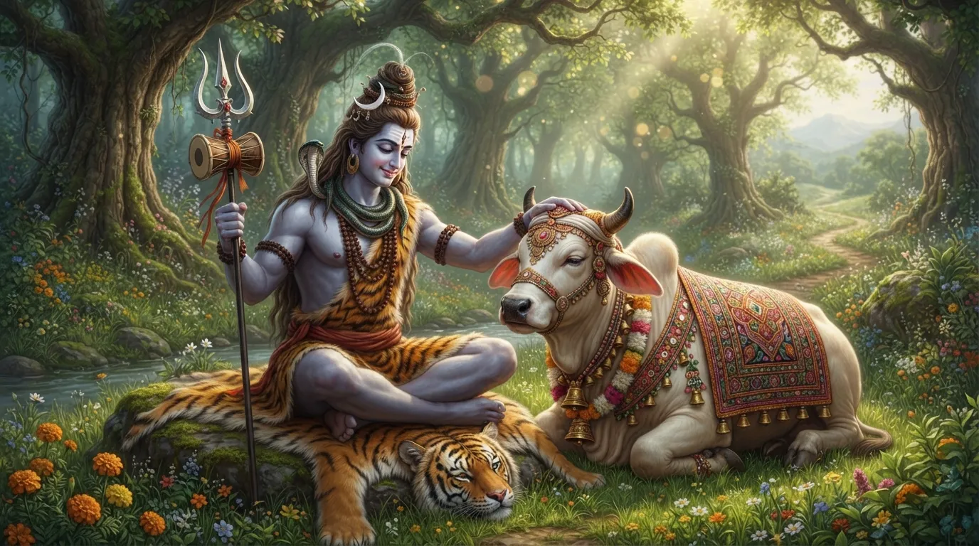Lord Shiva Mahadev with Nandi bull HD 1080p desktop background