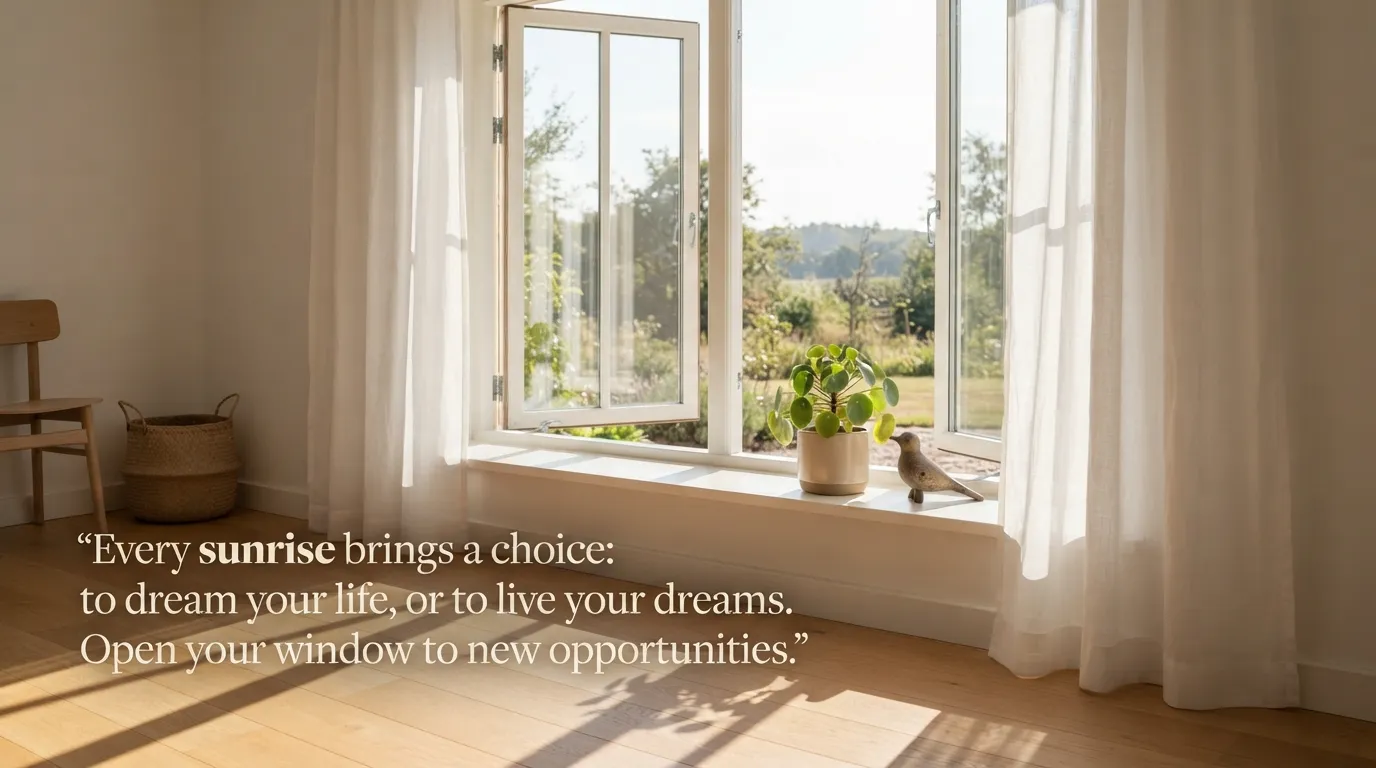 Thought good morning images showing sunlight entering a room window.