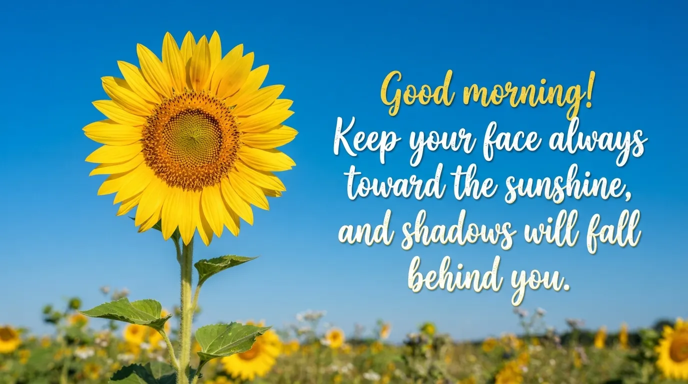 A bright yellow sunflower facing the morning sun.