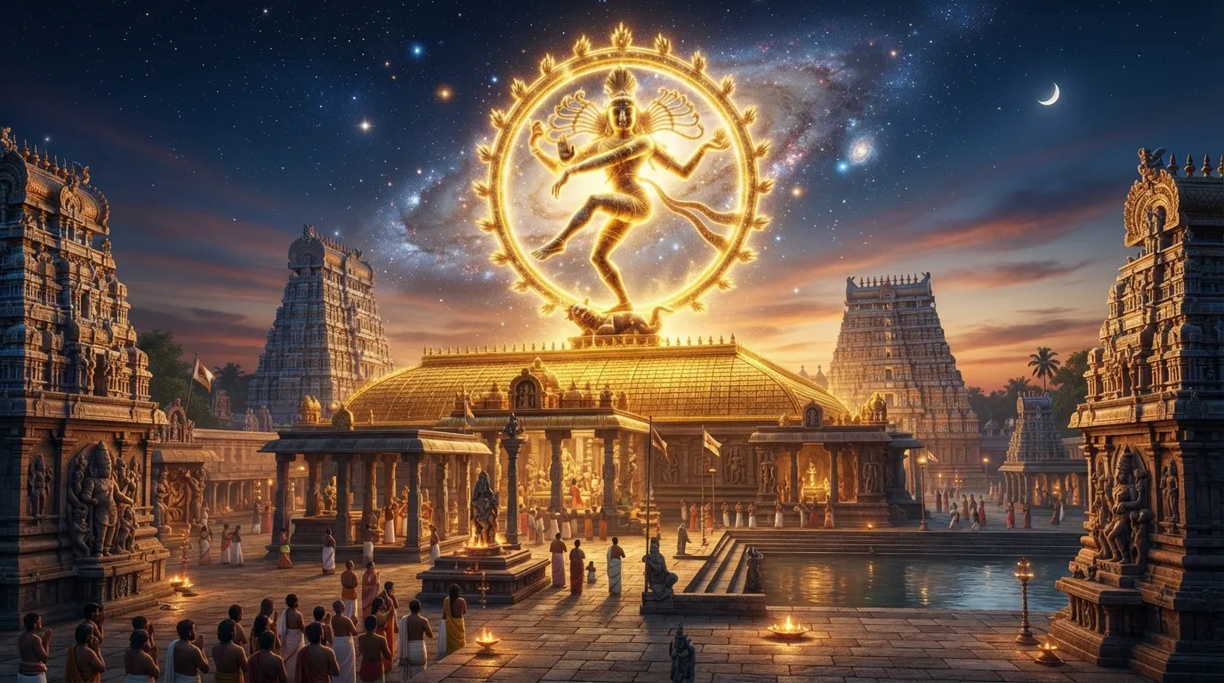 Chidambaram nataraja images hd download featuring the golden temple roof and divine Lord Shiva.