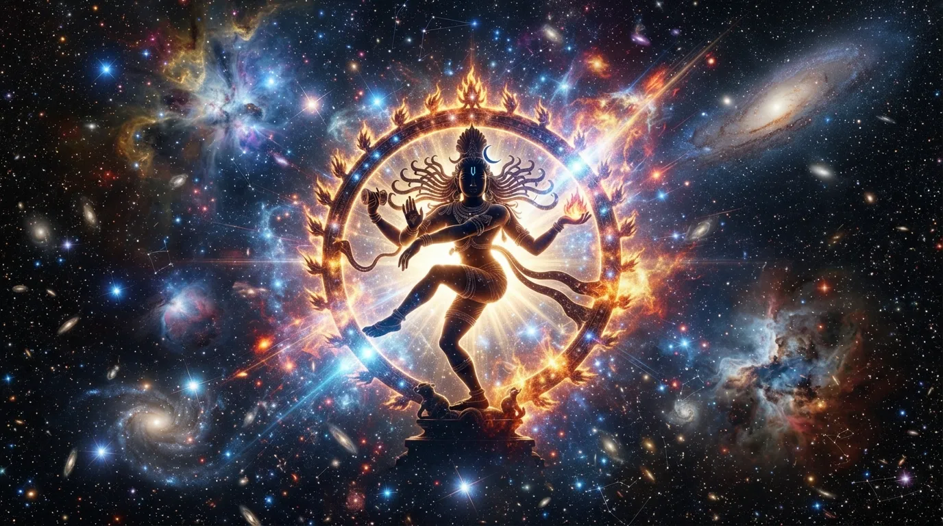 Nataraja shiva images with dark cosmic galaxy and starry nebula background in ultra HD.