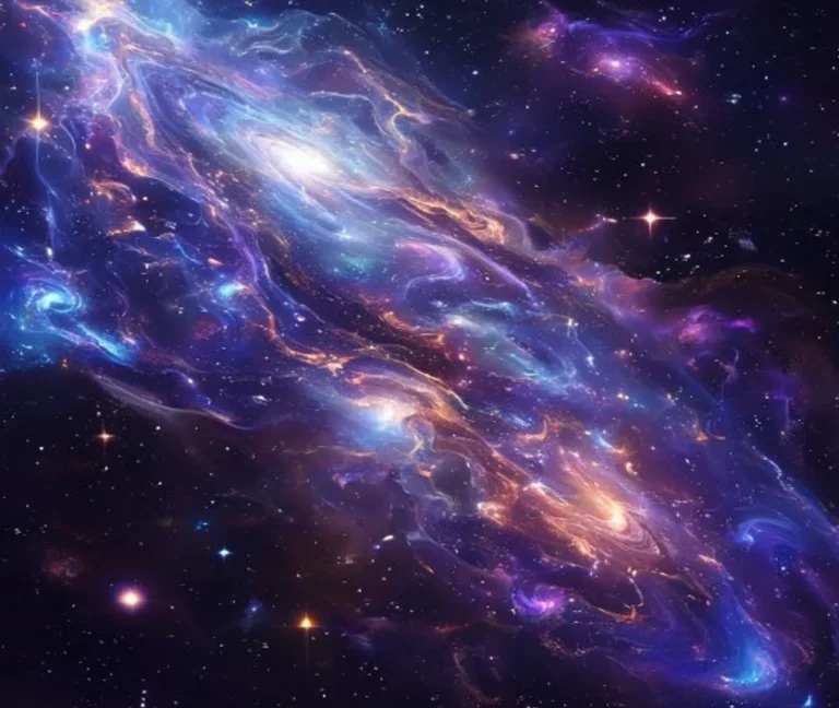 A glowing cosmic Shivling image representing the birth of the universe from a starry galaxy background.