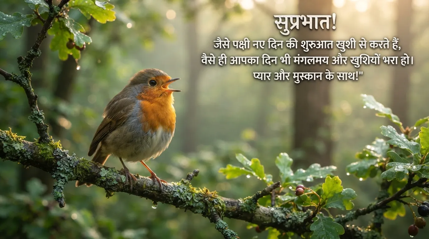 Cute bird wildlife good morning images with quotes in hindi.